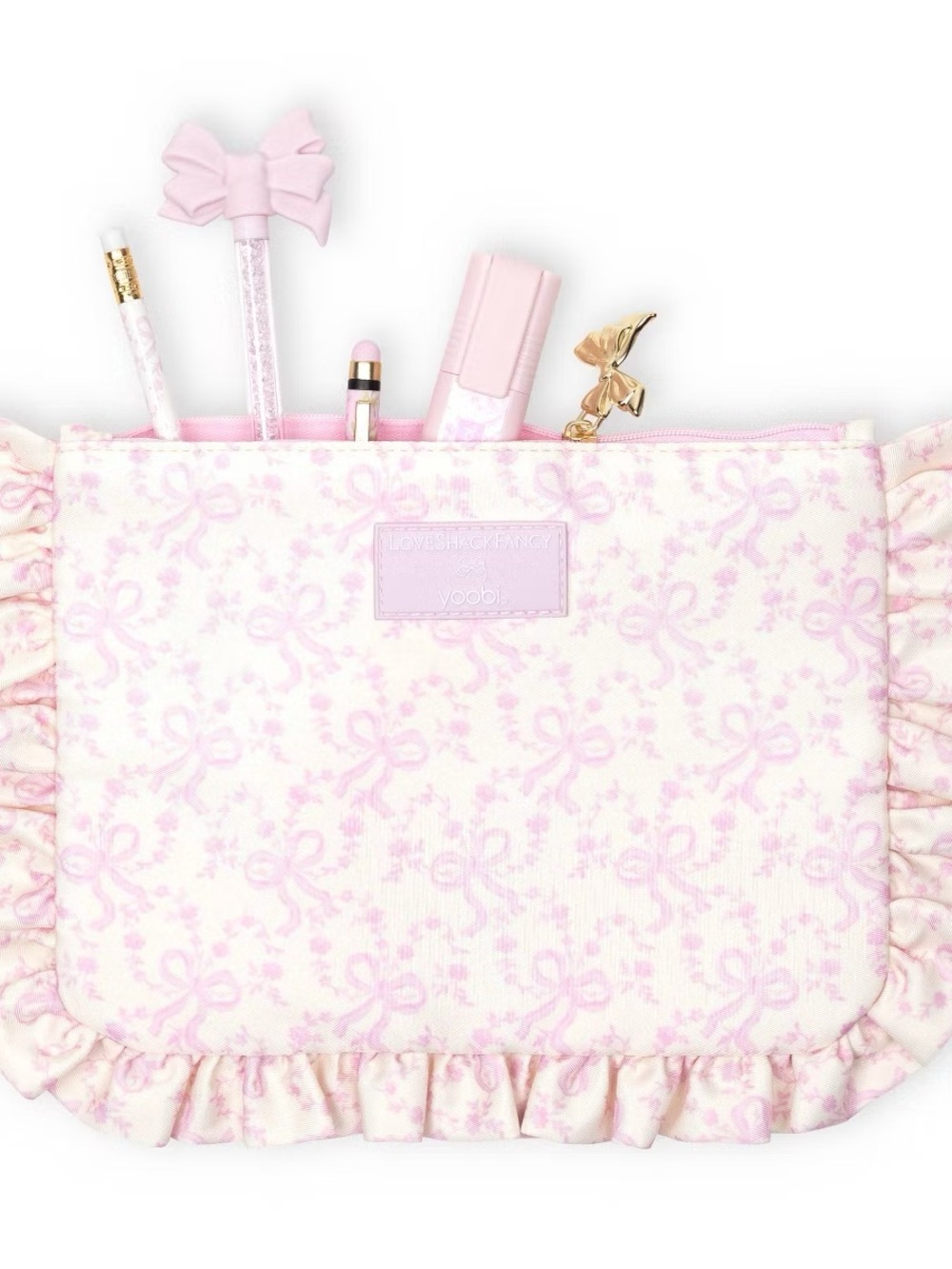 LoveShackFancy Pink Ruffled Accessory Pouch - Picture 4 of 5